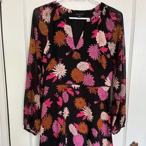 Ann Taylor floral dress with sheer sleeves (EUC) Size 0